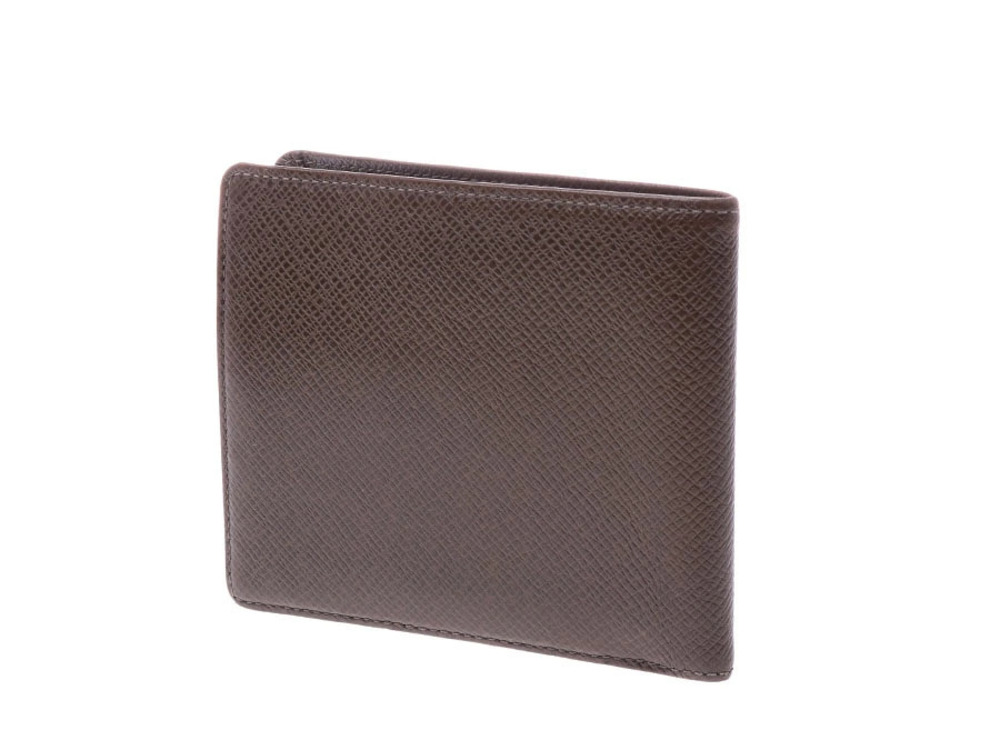 Louis Vuitton Portefeuille fold Wallet Leather Bi Cartes Grizzly Taiga Black